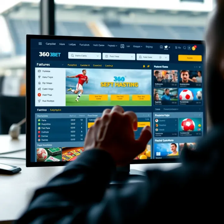 User navigating the 360 Campobet online platform interface featuring sports betting and casino game options