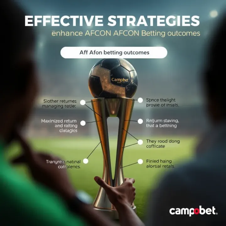 Graphic depicting strategies and tips for maximizing returns and managing risks in AFCON betting