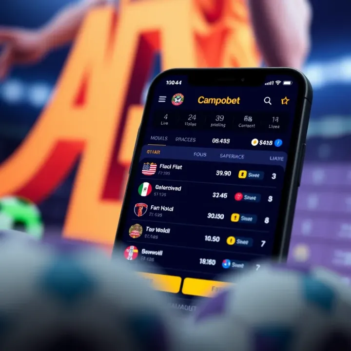 User interface of Campobet app displaying live betting options and odds