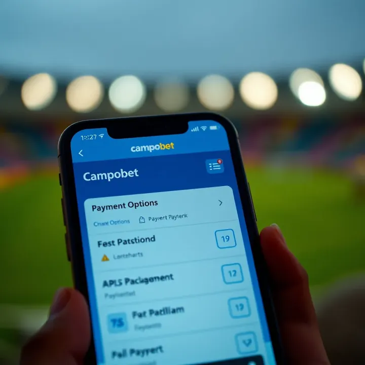 Mobile phone displaying payment options and secure transaction icons for Campobet app