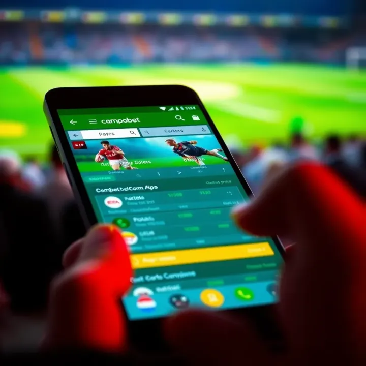 Mobile device showing Campobet app interface with sports betting options