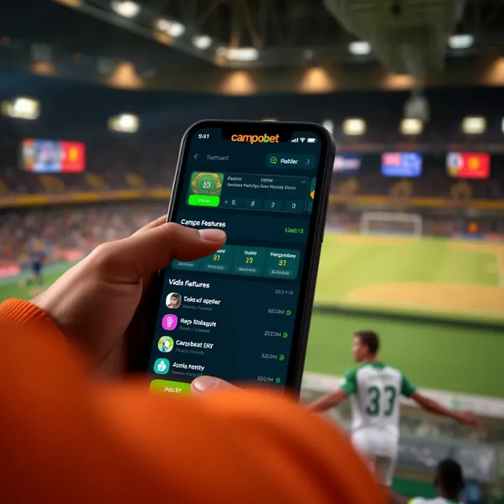 Exploring Key Features of the Campobet App User navigating the Campobet app dashboard with highlighted features for betting and account management