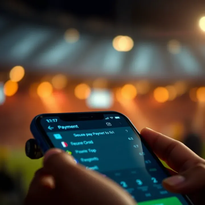 Secure payment transaction screen within a mobile betting application