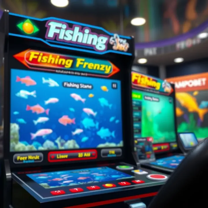 Online fishing game interface showing vibrant aquatic scene and interactive elements