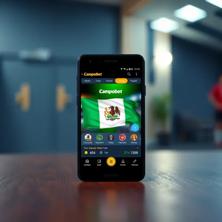 Mobile phone displaying Campobet game interface with Nigerian flag colors