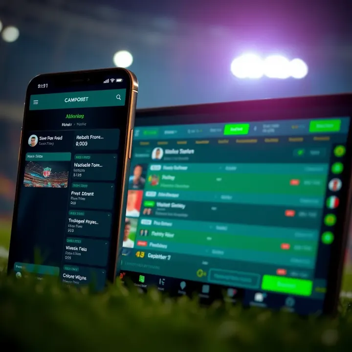 User interface showing live sports betting options on Campobet app with match details