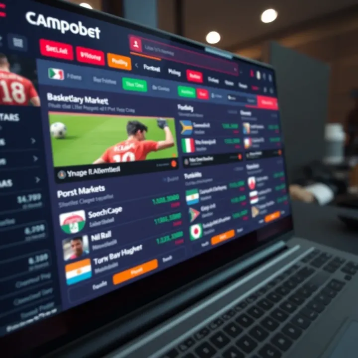 Interface displaying live sports betting options on Campobet platform with football and basketball matches