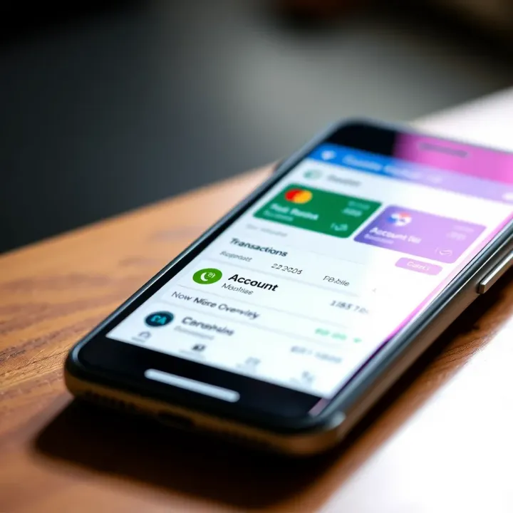 Smartphone displaying the Campobet Mobile Lite banking interface with icons for transactions and account overview