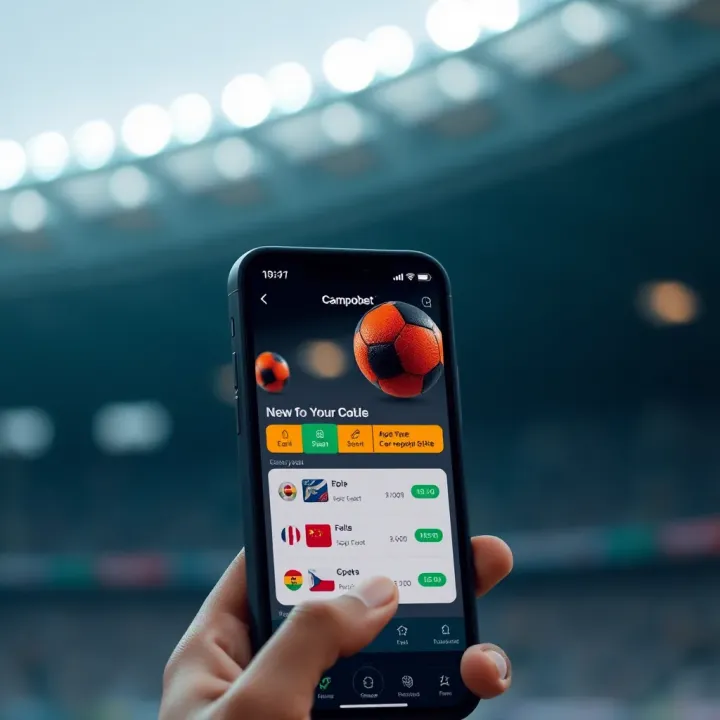 Mobile phone showing Campobet app with sports betting options for Nigerian players