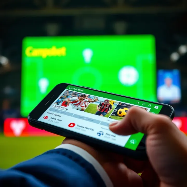 Mobile device displaying Campobet Partner app interface with key features visible