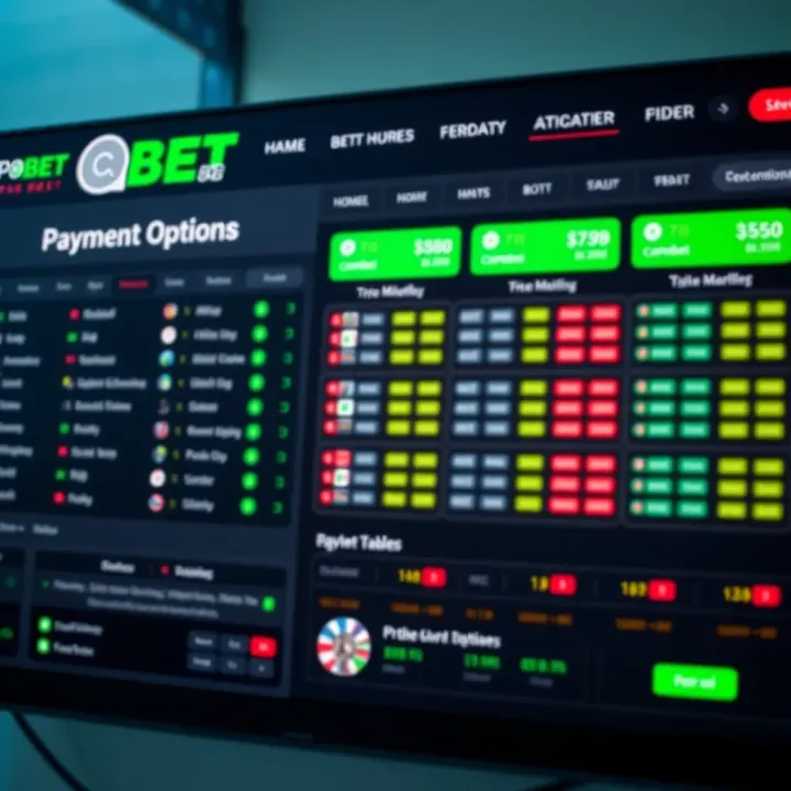 Dashboard showcasing various betting markets and payment options on Campobet platform