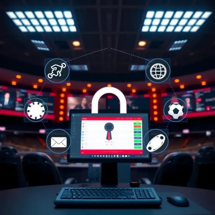 Illustration of a secure online betting environment with symbols of safe betting practices and terms