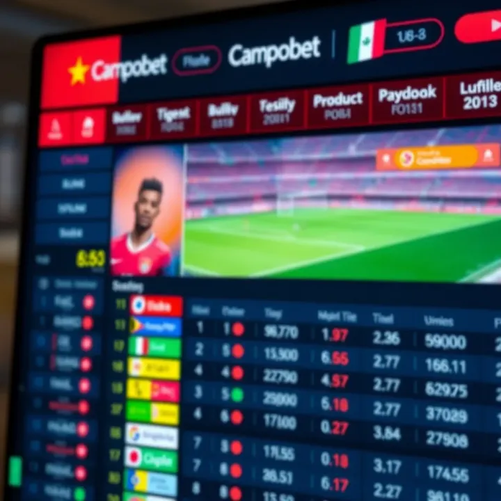User interface of Campobet featuring real-time sports statistics and betting odds for Nigerian matches