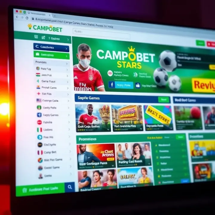 Screenshot showcasing the user-friendly layout of the Campobet Stars official website homepage with various game categories and promotions