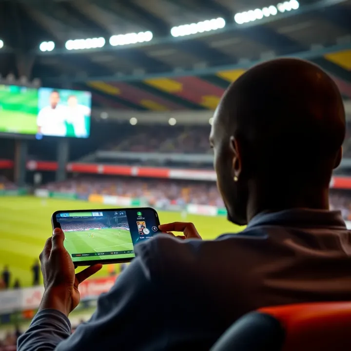 User watching live sports on a mobile device using Campobet streaming service in Nigeria