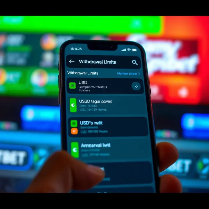 Mobile phone displaying USSD menu options for Campobet withdrawal transactions in Nigeria