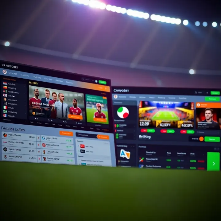 Comparison of Campobet and BetKing platforms showing sports betting options and user interface