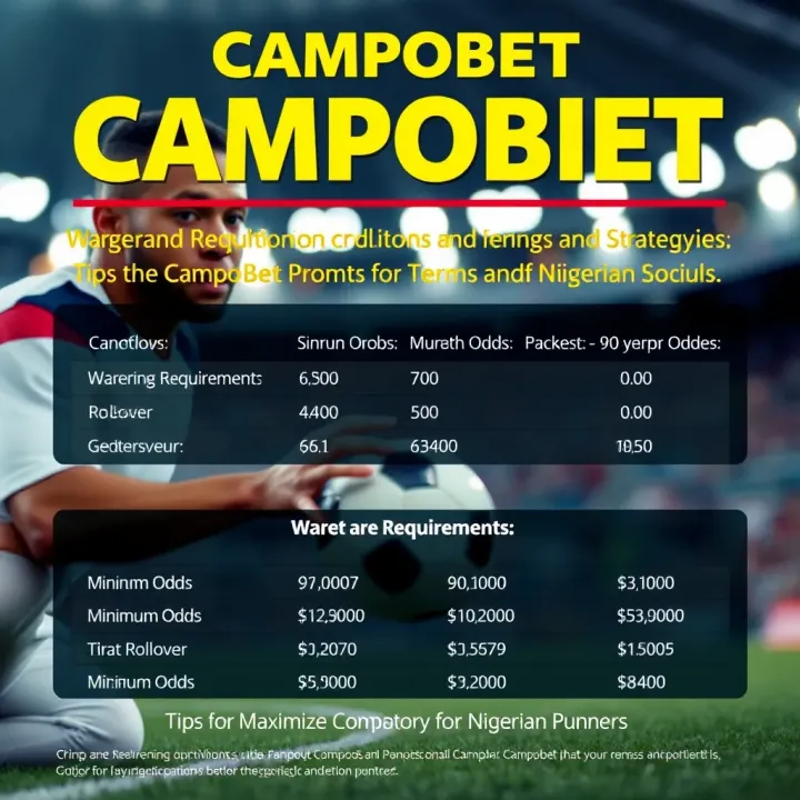 Graphic explaining wagering requirements, rollover, minimum odds, and tips to maximize Campobet promotions safely