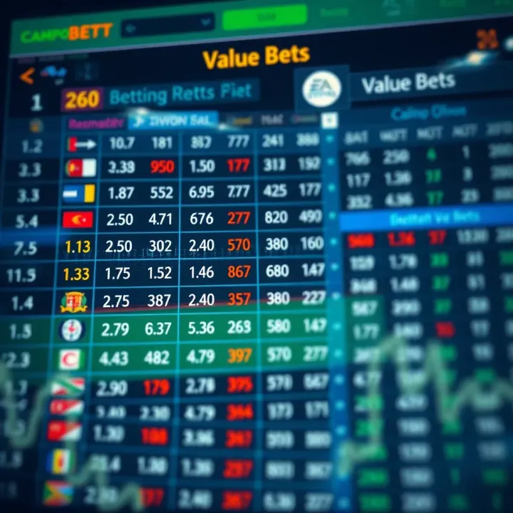 Illustration of betting odds chart with highlighted value bets on sports events