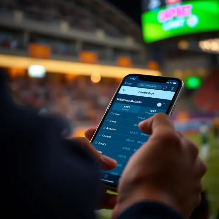 User accessing Campobet account withdrawal options on a mobile device