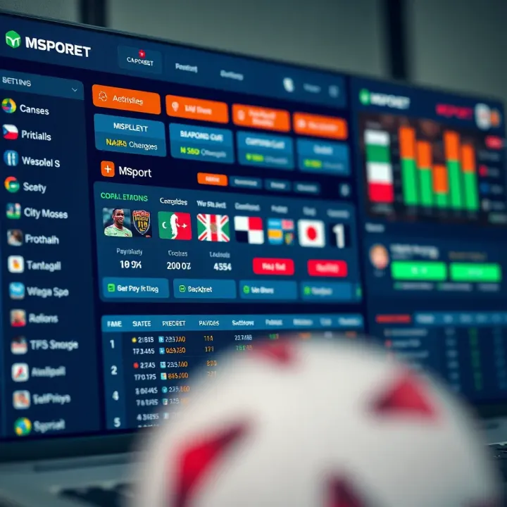 Msport online betting dashboard highlighting multiple betting categories and Nigerian Naira payment options
