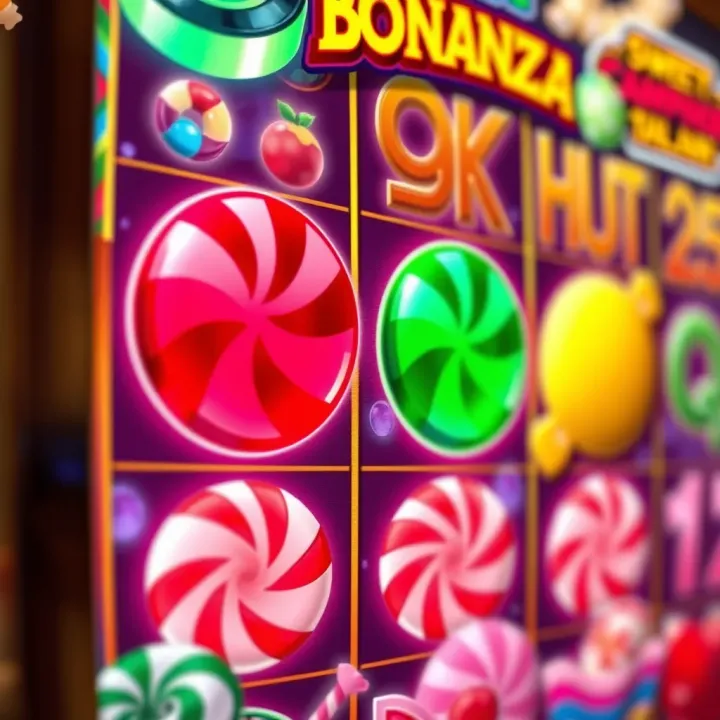 Colorful candy symbols floating in Sweet Bonanza slot game interface on Campobet platform
