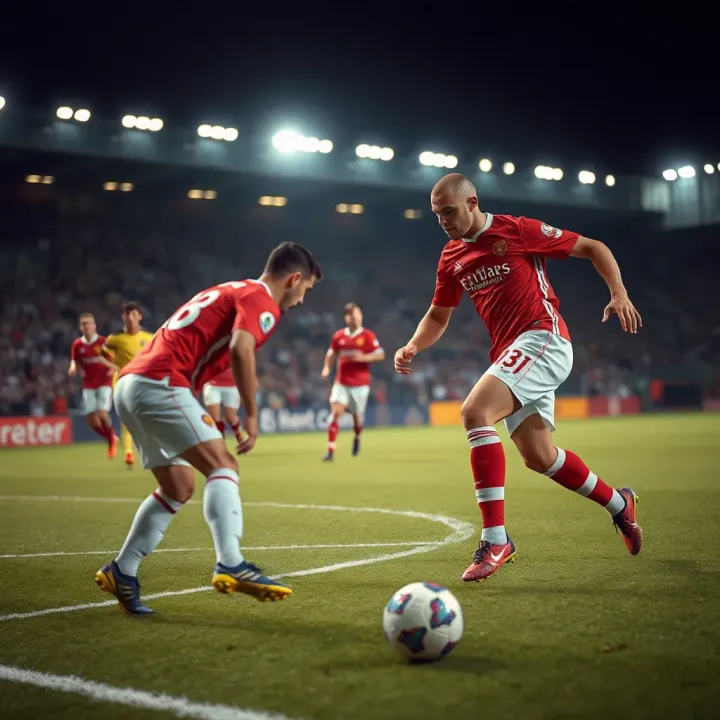 Football match with highlighted player movements and tactical strategies