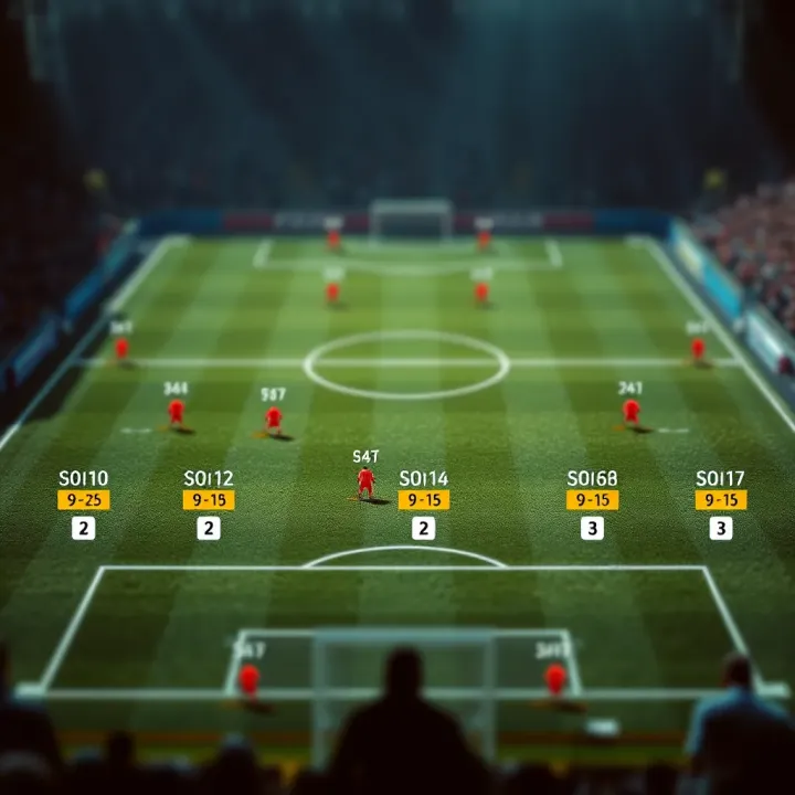 A tactical football field diagram showing team formations and strategic movements