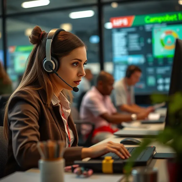 Customer support representative assisting with account inquiries through live chat