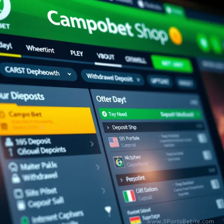 Interface showing deposit and withdrawal options on Campobet Shop online