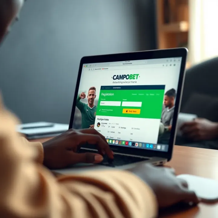 Nigerian user accessing the Campobet online betting registration page on a laptop