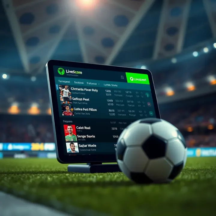 LiveScore CZ platform displaying real-time football match updates on a digital device