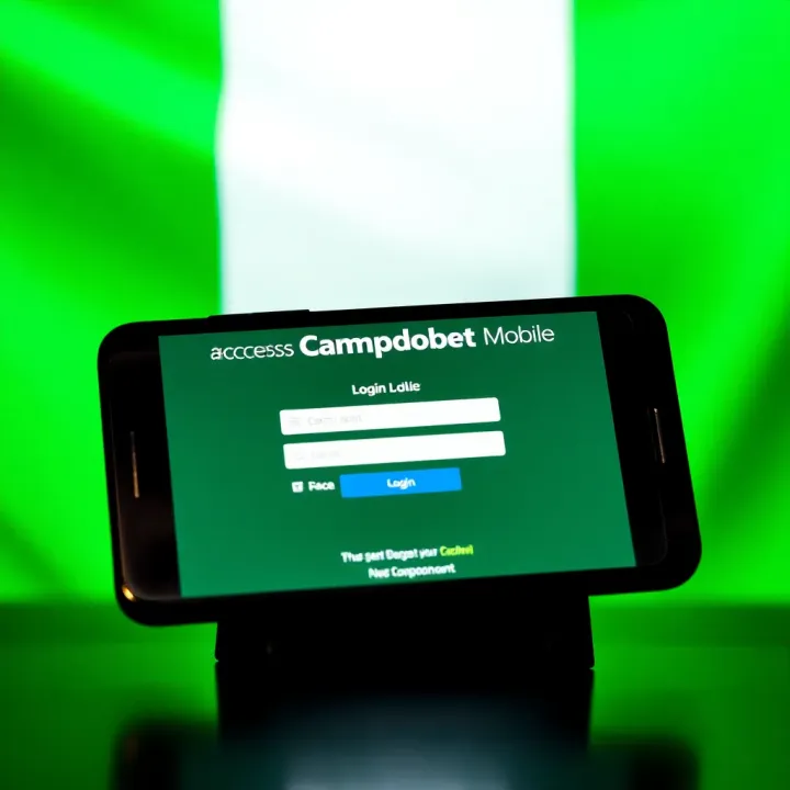 Mobile device displaying Campobet login screen with Nigerian flag background