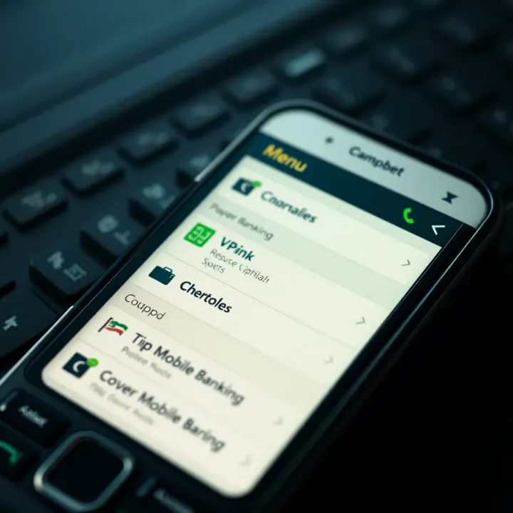 Traditional mobile phone showing classic mobile banking menu options used in Nigeria