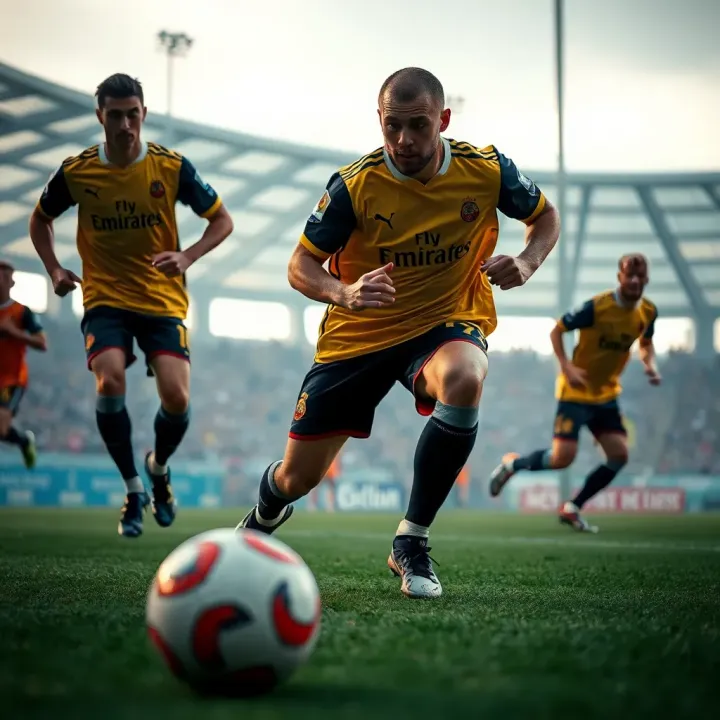 Football players in action with focus on player fitness and performance metrics