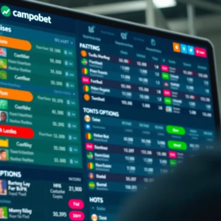 User interface displaying various betting options on Campobet platform