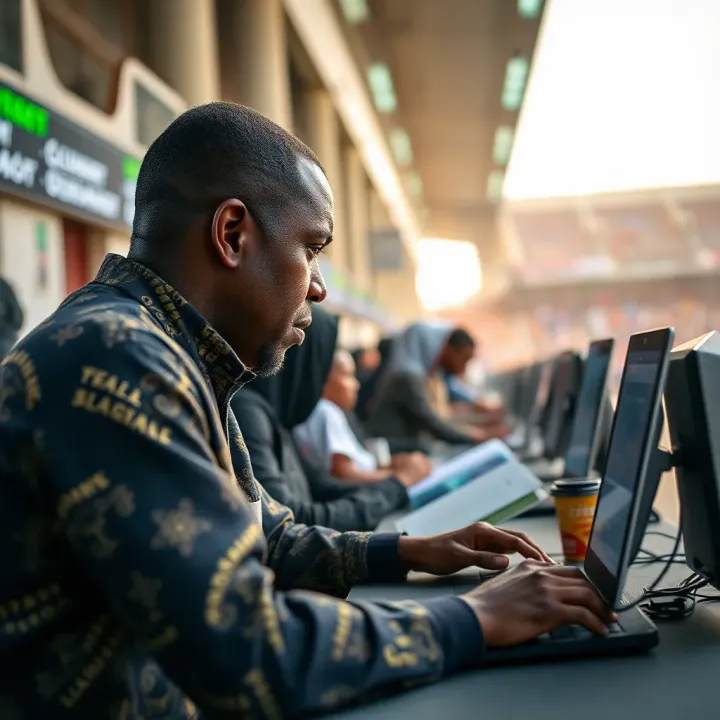 Illustration of Nigerian online betting community impacted by platform outage