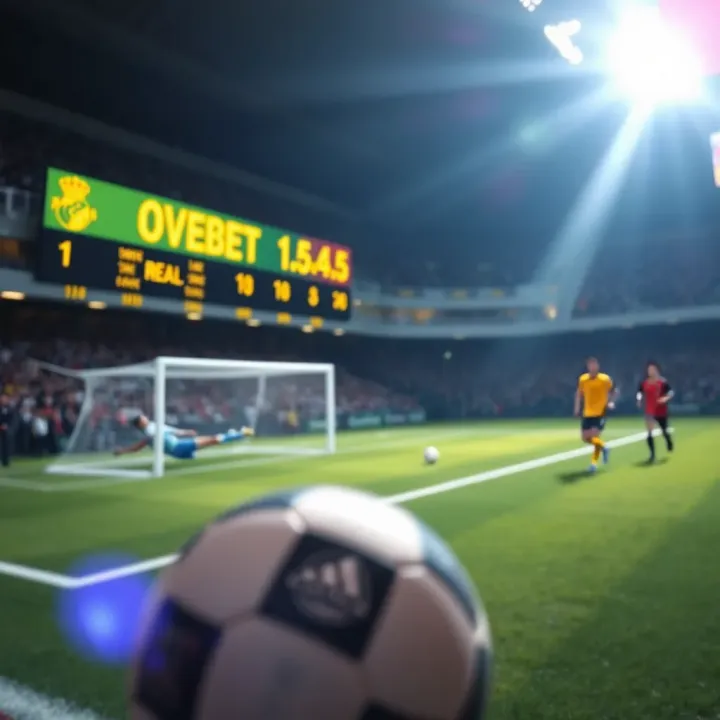 Illustration of a football match scoreboard showing goals scored surpassing one and a half total