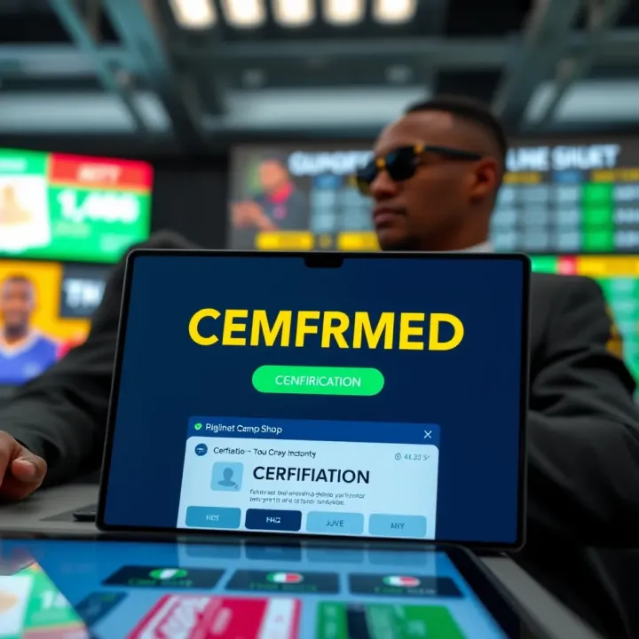Verification process on a digital betting platform with confirmation symbols